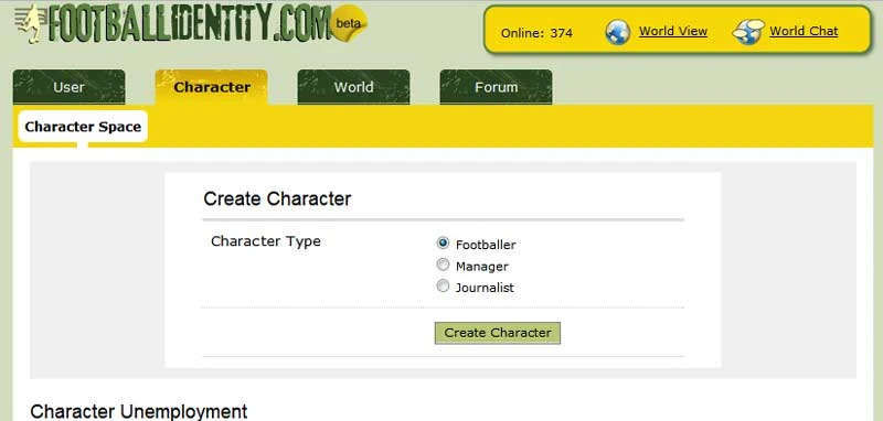 Footballidentity Character Creation — Choose Your Role: Footballer, Manager or Journalist